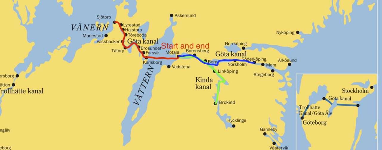Routes on the Göta & Kinda Canal - Göta Kanal Charter